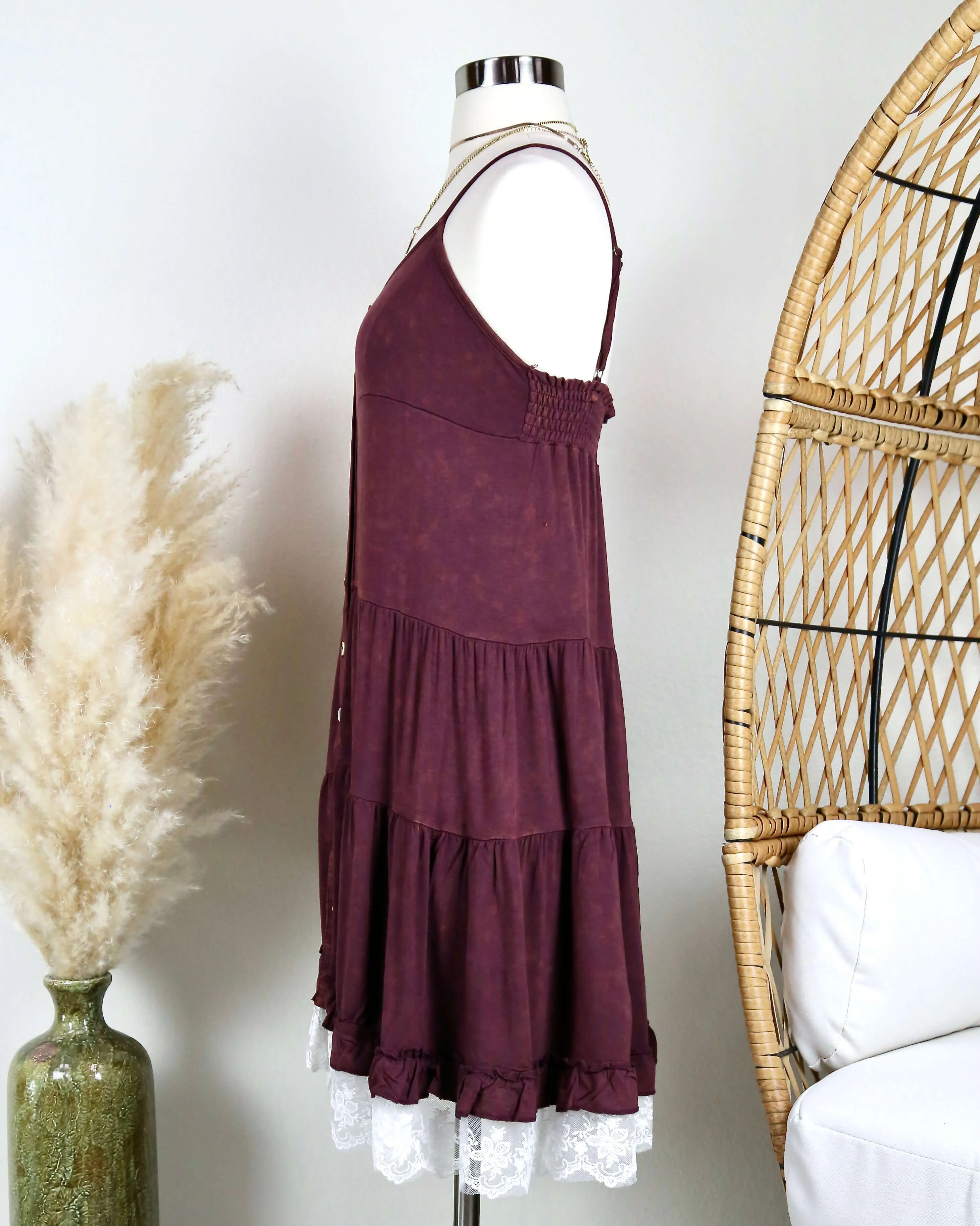 Mimosas on the Beach Dress in Vintage Burgundy