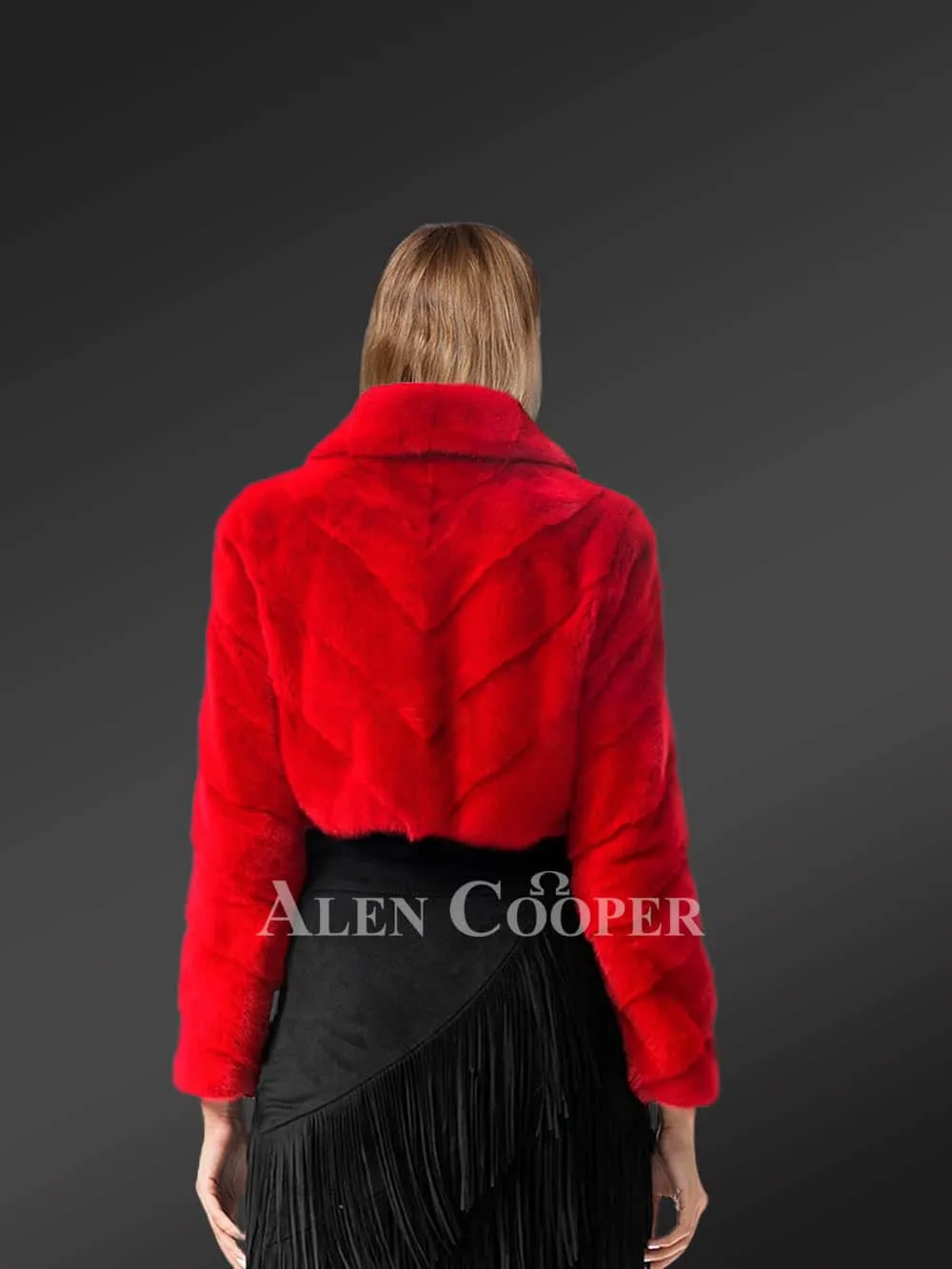 mink fur coat in red for stylish women