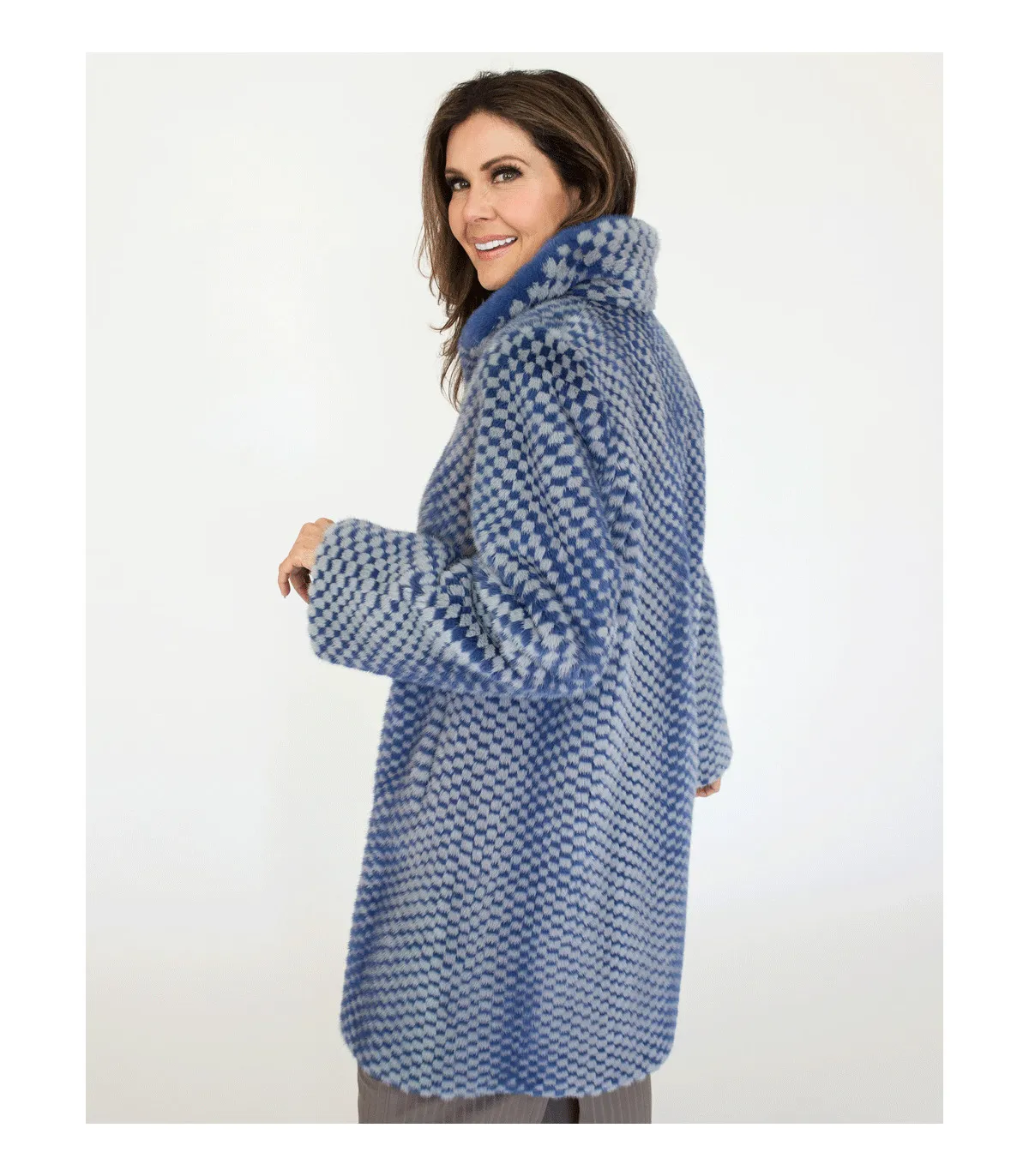 Noah Checkered Mink Fur Coat at FurHatWorld.com