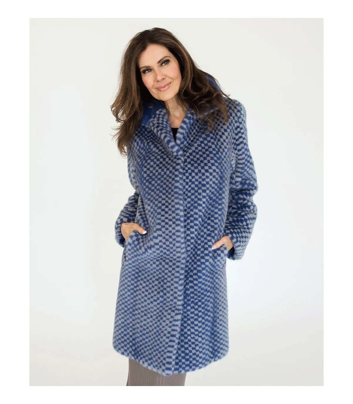 Noah Checkered Mink Fur Coat at FurHatWorld.com