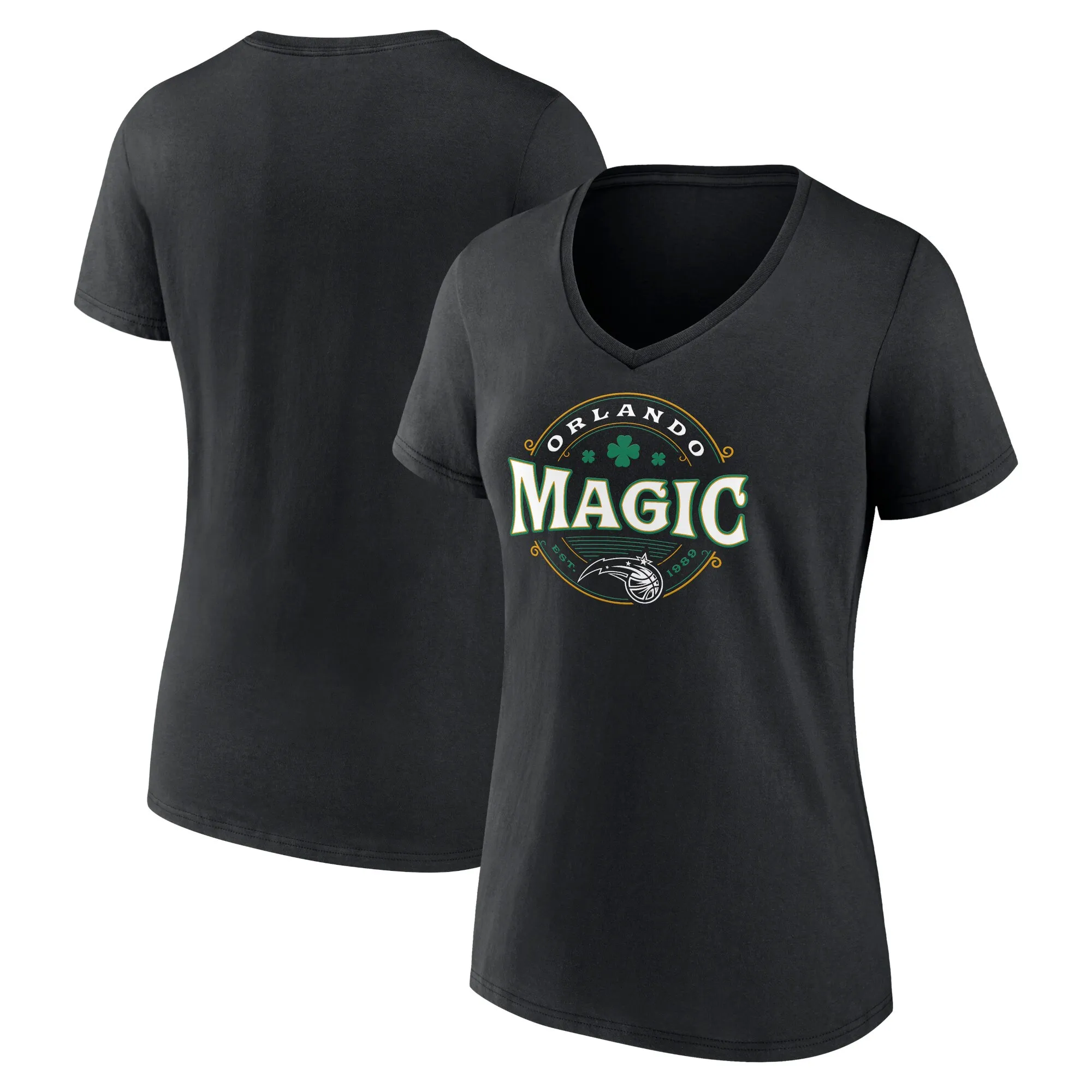 Orlando Magic Women's Black St. Patrick's Day Lucky V-Neck T-Shirt