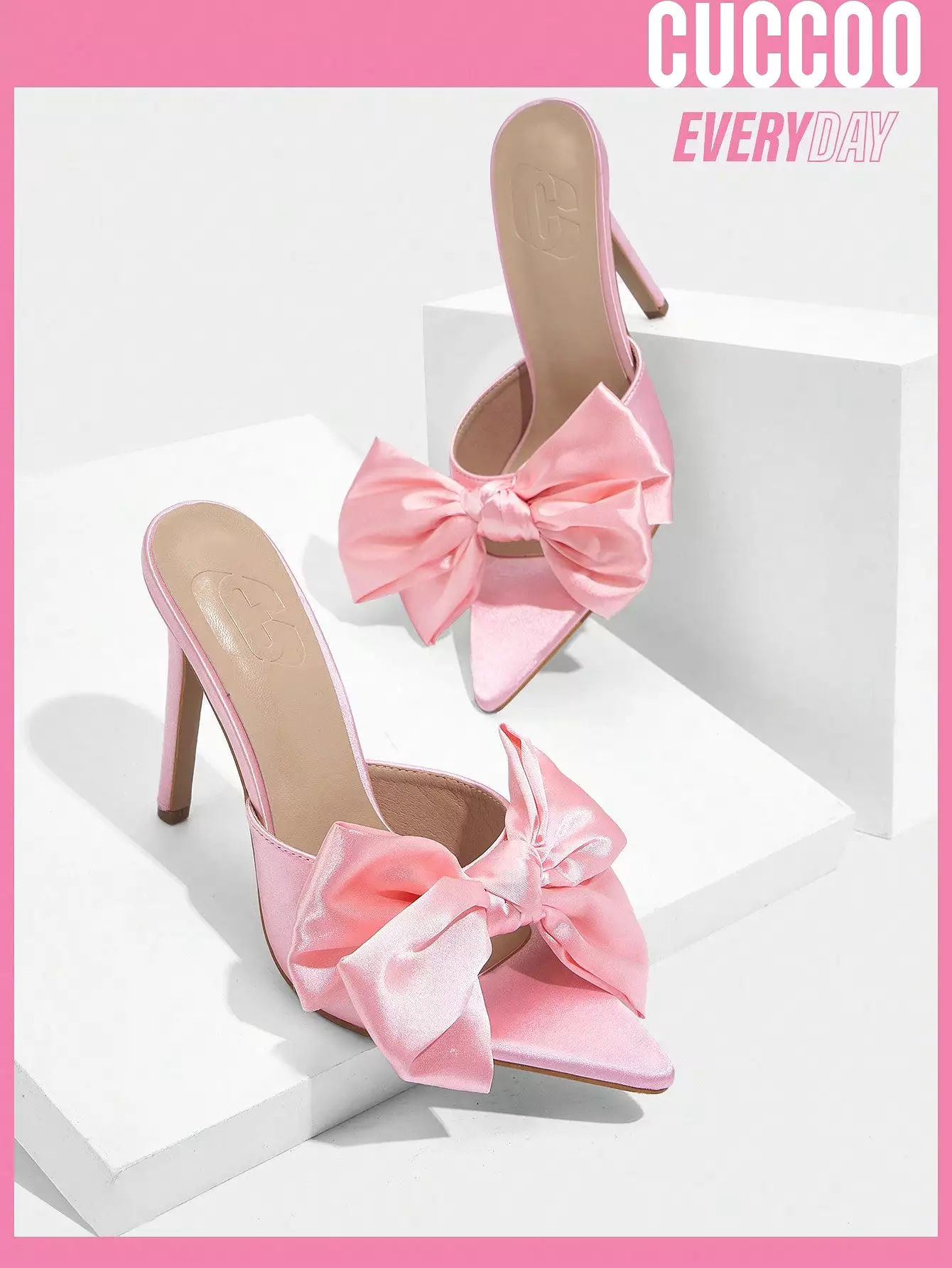 Pink Elegant Bowknot Design Stiletto Woman Shoes High Heel Sandals For Spring And Summer