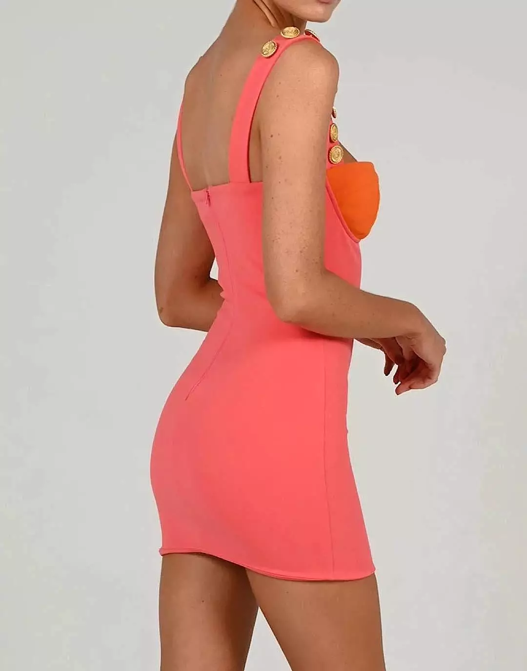 Pink Orange Bodycon Short Dress