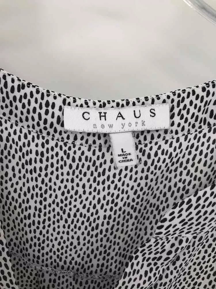 Pre-Owned Chaus Black Size Large Printed Blouse