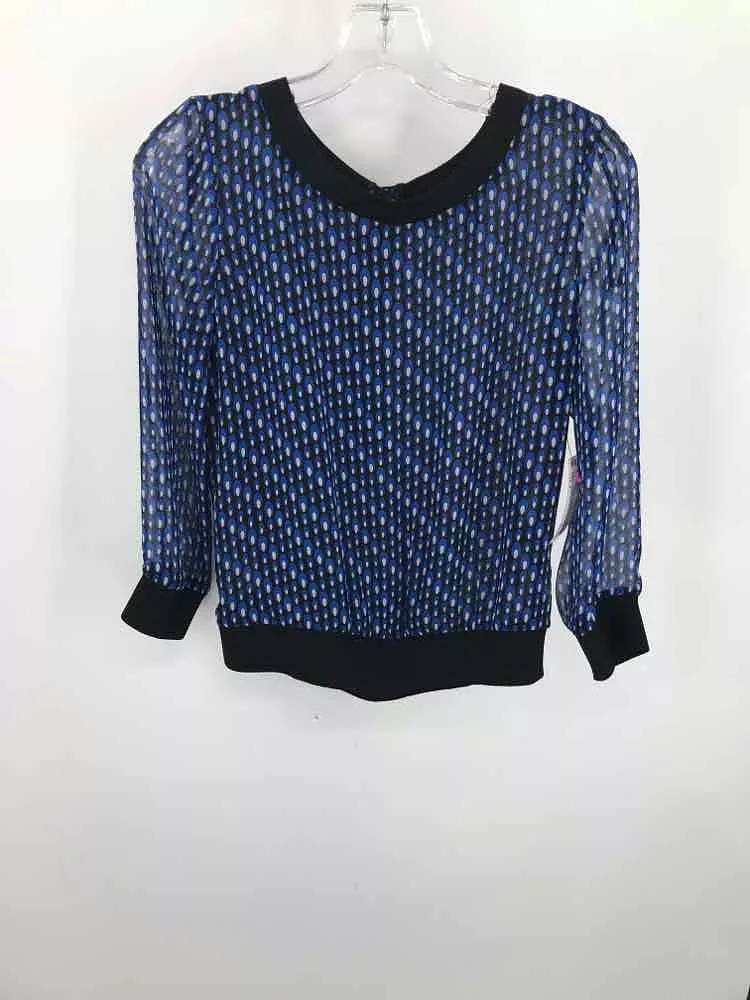 Pre-Owned Diane Von Furstenberg Blue Size 0 Printed Blouse