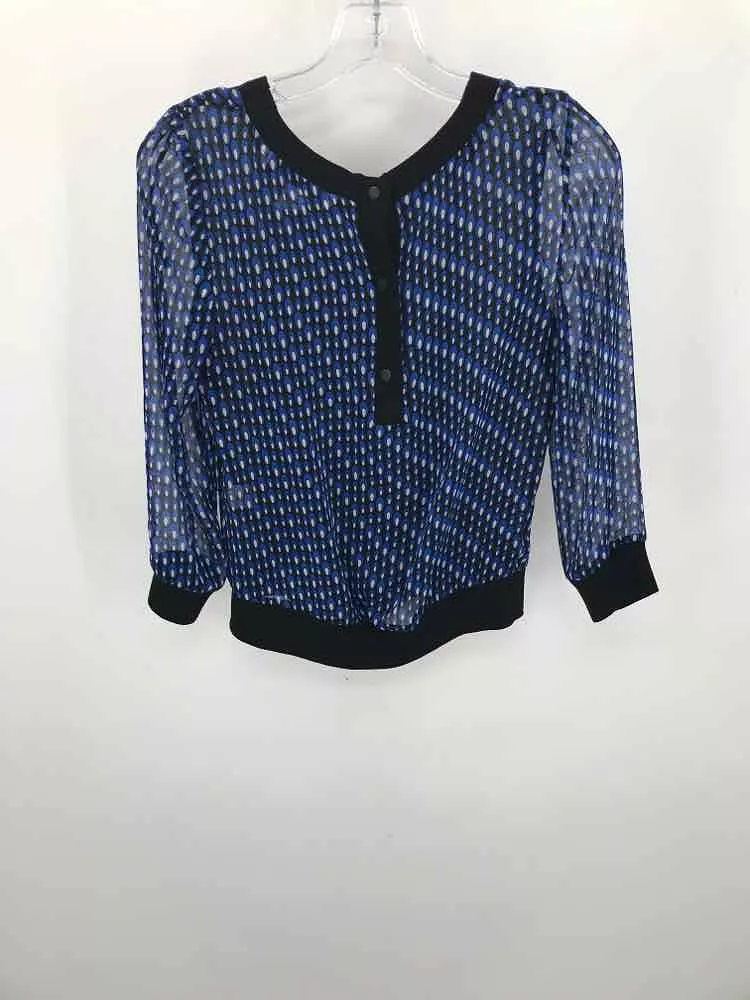 Pre-Owned Diane Von Furstenberg Blue Size 0 Printed Blouse