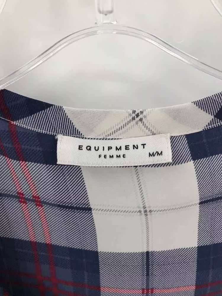 Pre-Owned Equipment Blue Size Medium Printed Blouse