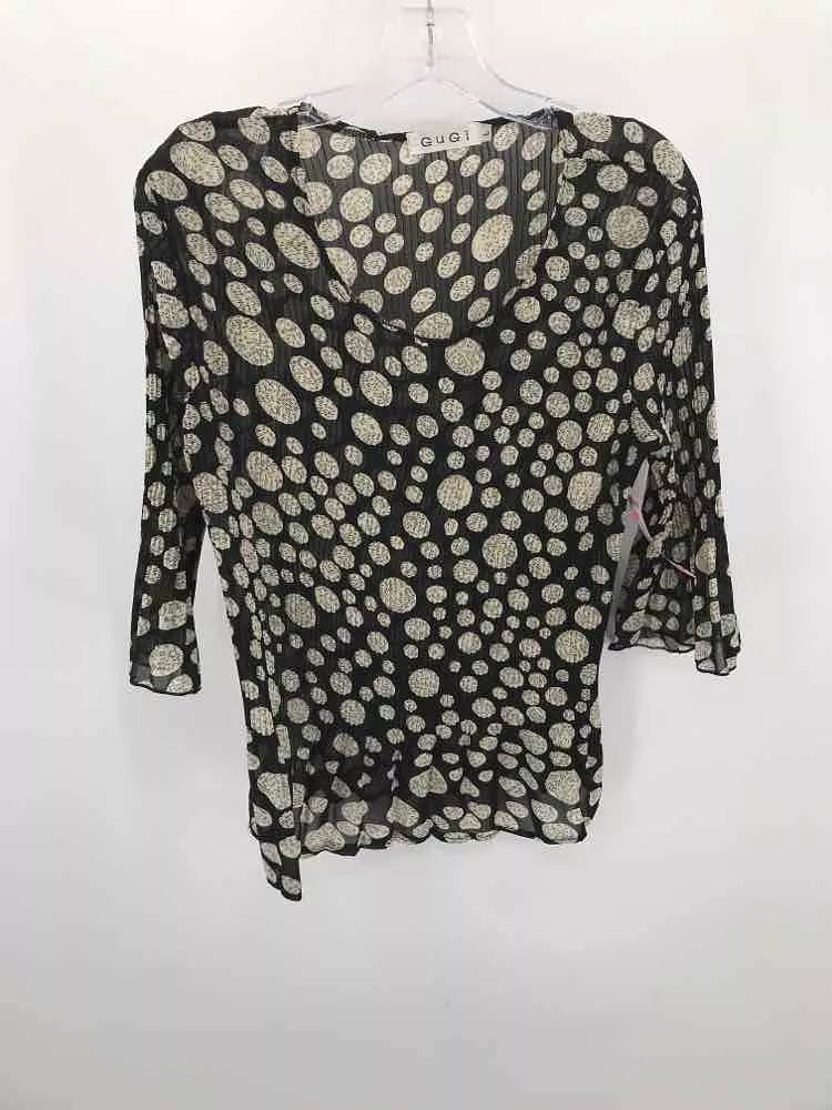 Pre-Owned gugi Black Size Large Printed Blouse