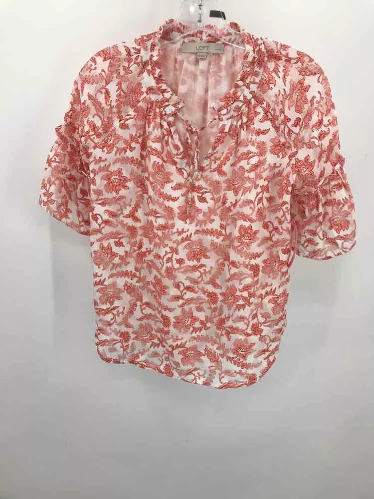 Pre-Owned Loft White Size XSP Printed Blouse