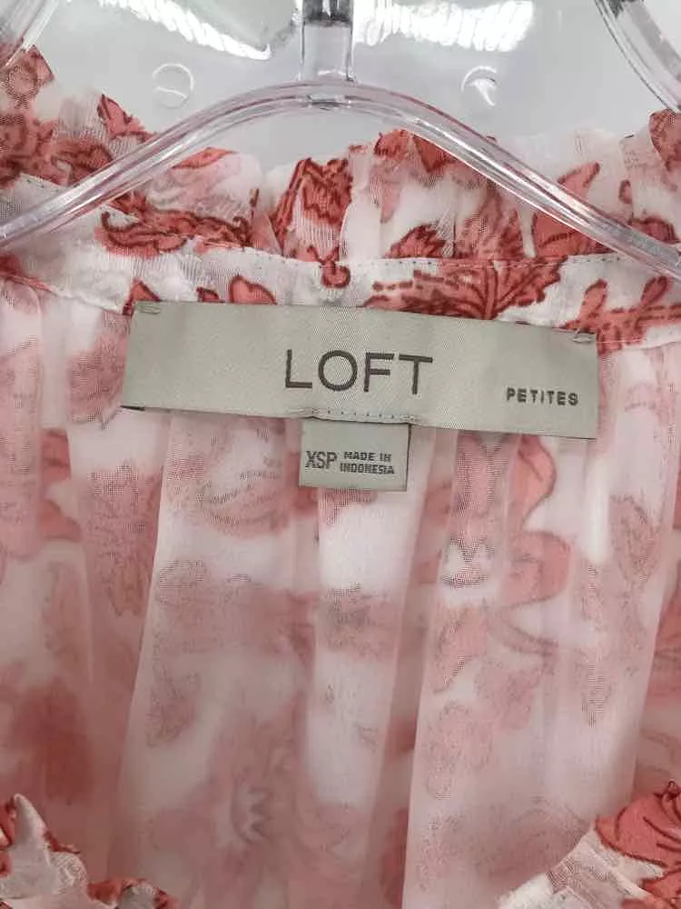 Pre-Owned Loft White Size XSP Printed Blouse