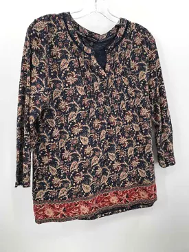 Pre-Owned Lucky Brand Navy Size Large Printed Blouse