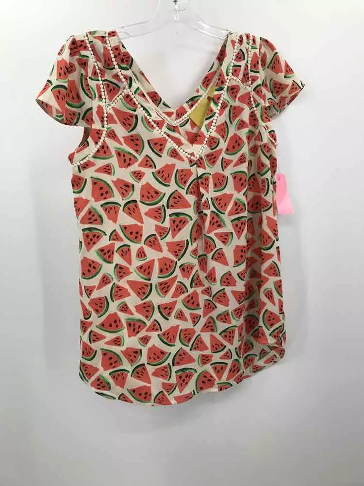 Pre-Owned Maeve Tan Size 4 Printed Blouse