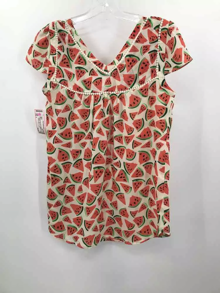 Pre-Owned Maeve Tan Size 4 Printed Blouse