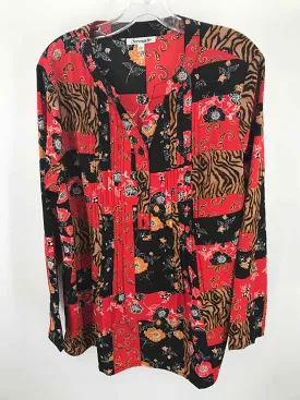 Pre-Owned Serengeti Red Size Large Printed Blouse