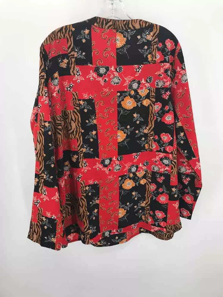 Pre-Owned Serengeti Red Size Large Printed Blouse