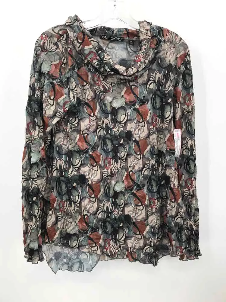 Pre-Owned Sno Skins Tan Size Medium Printed Blouse