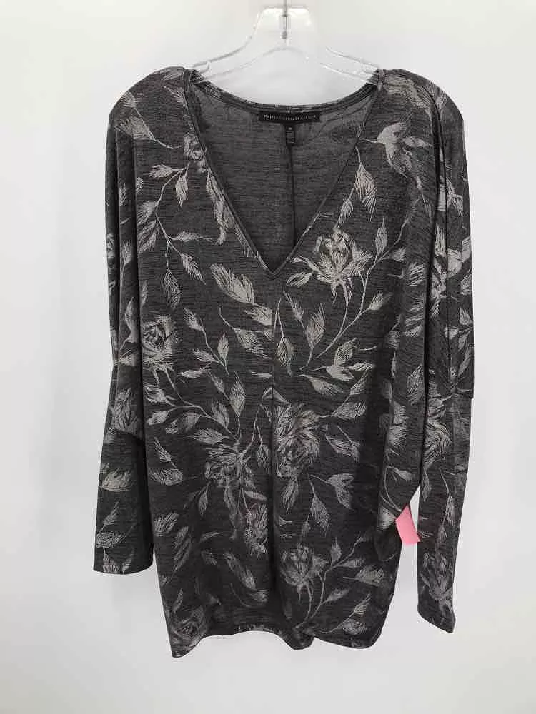 Pre-Owned WHBM Grey Size Medium Printed Blouse