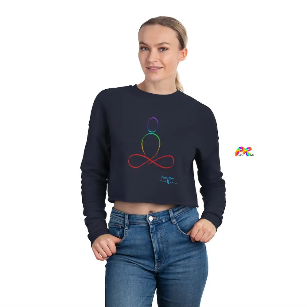 Rainbow Sukhasana Women's Cropped Sweatshirt