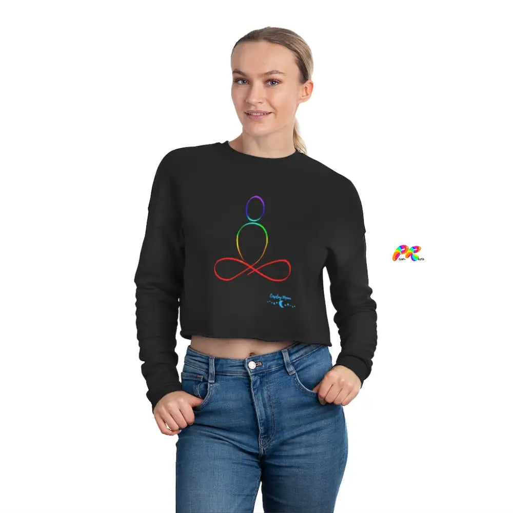 Rainbow Sukhasana Women's Cropped Sweatshirt