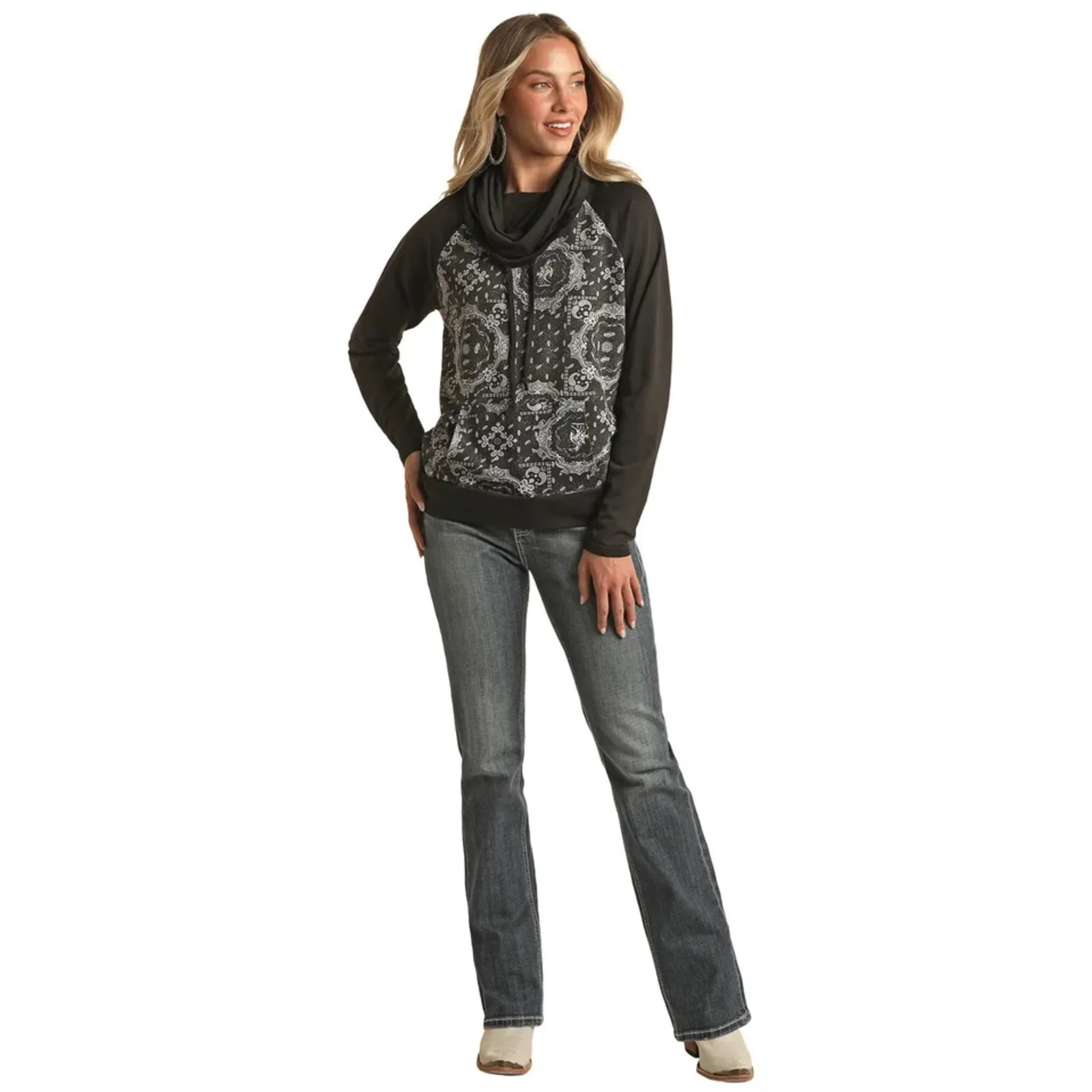 Rock & Roll Denim Women's Cowl Neck Hoodie