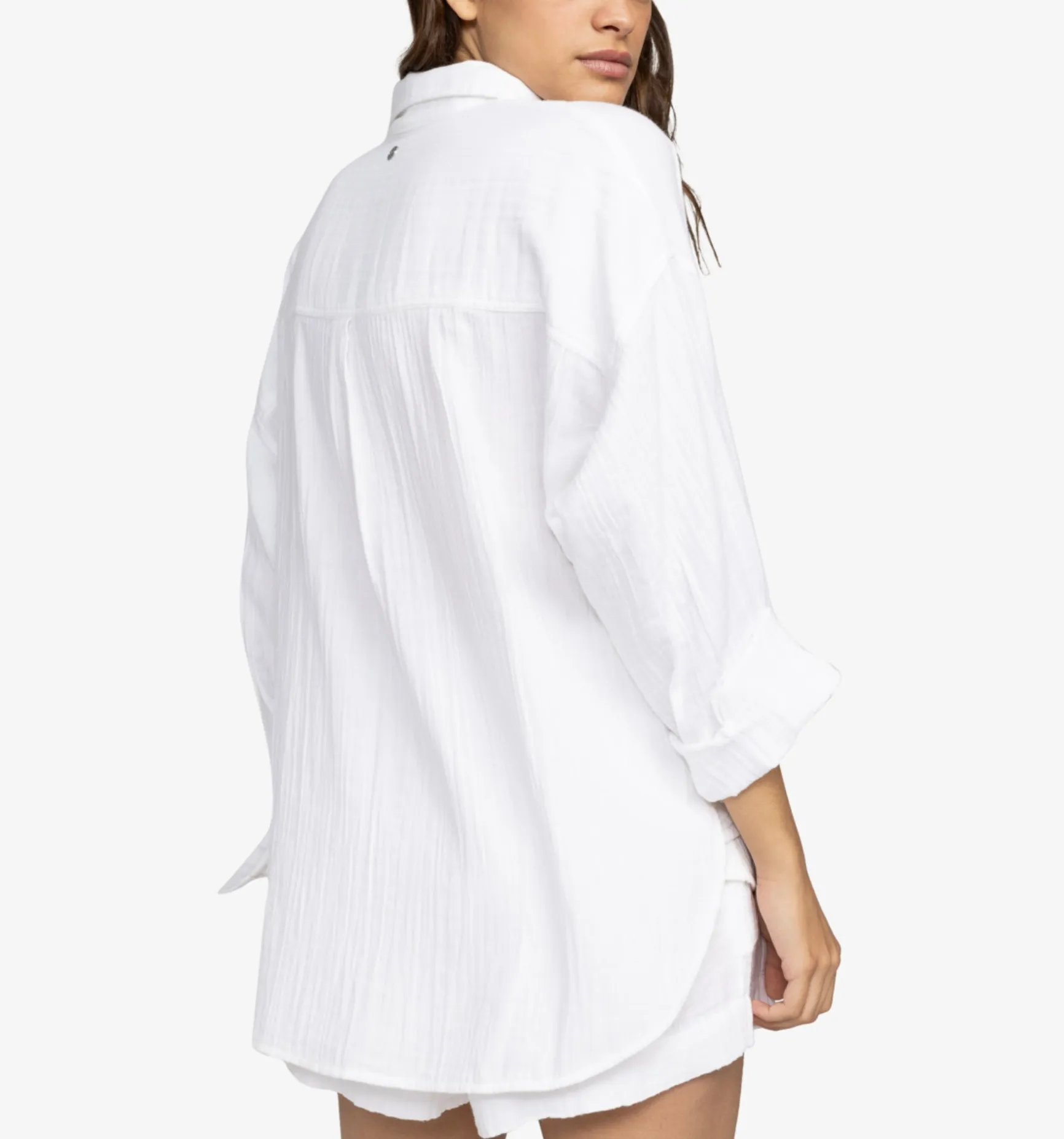 ROXY  |Casual Style Plain Cotton Short Sleeves Oversized Logo