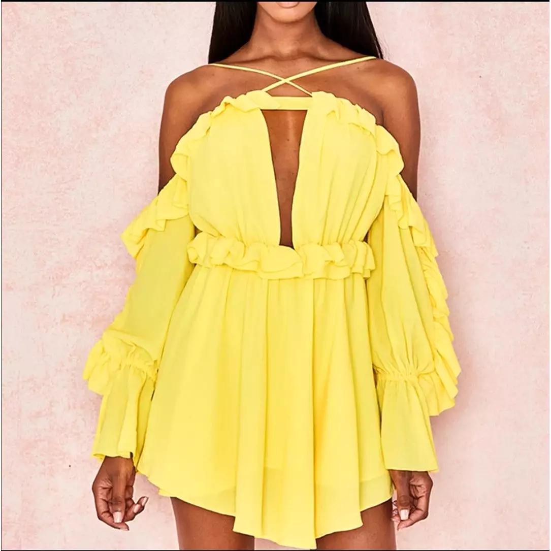 Ruffles Sexy Off the Shoulder Dress