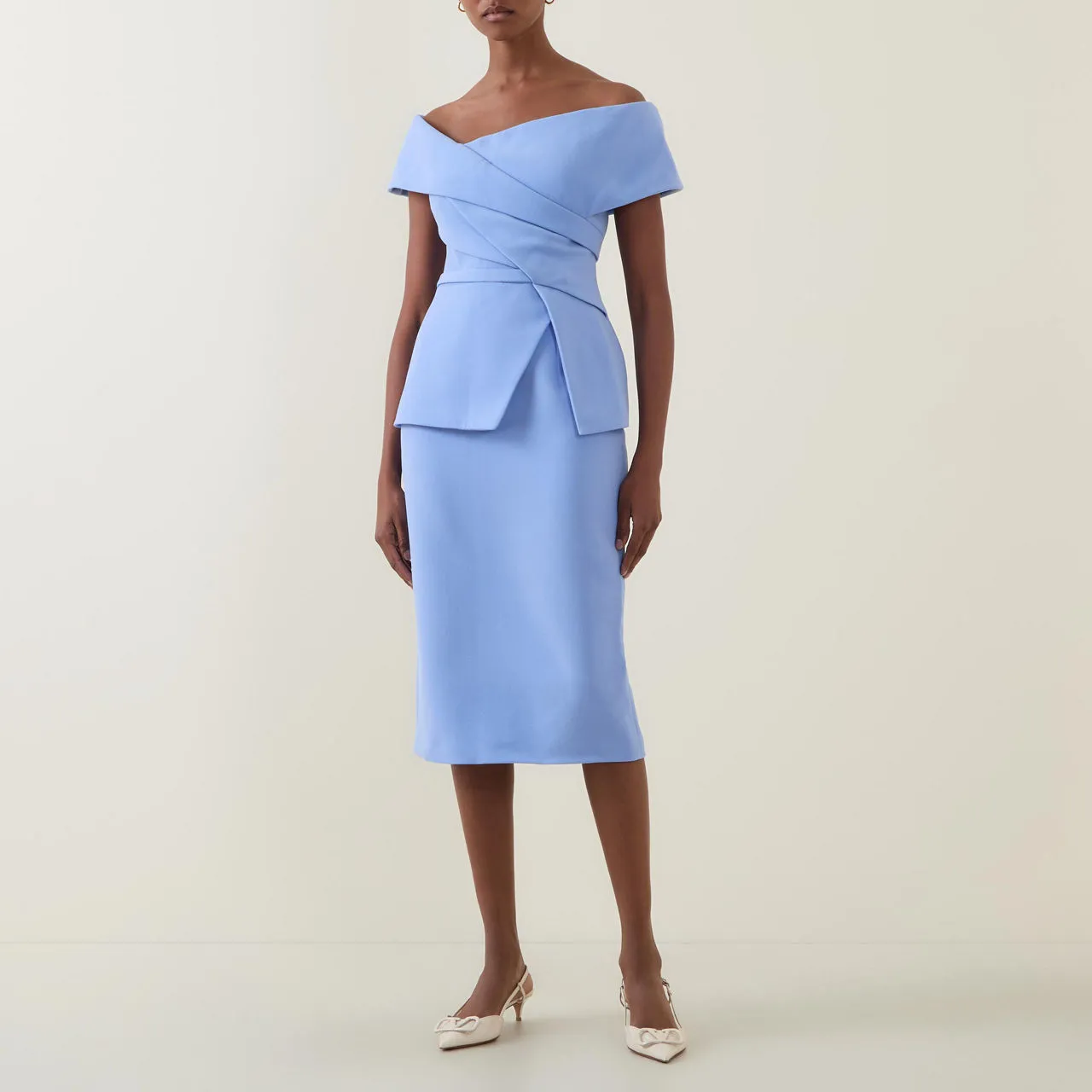 SAFIYAA Off-The-Shoulder Pencil Dress - Blue