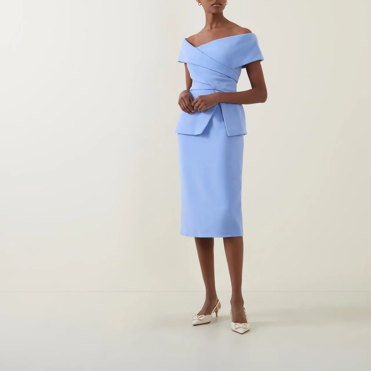 SAFIYAA Off-The-Shoulder Pencil Dress - Blue