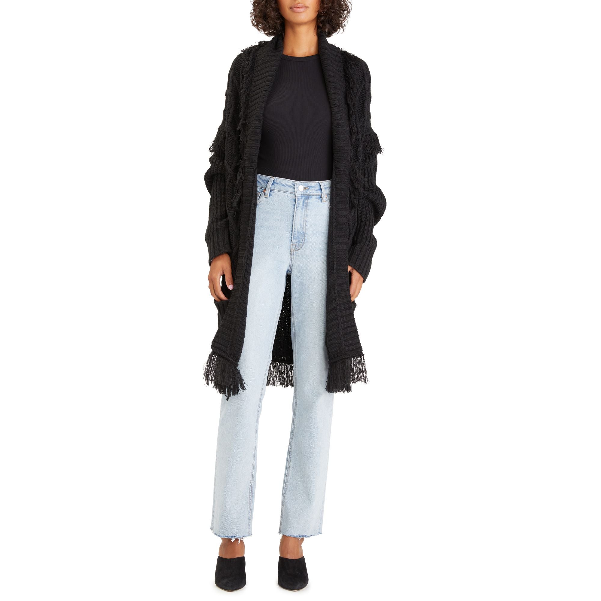 Sanctuary Women's Make Sway Fringe Cardi - BLACK