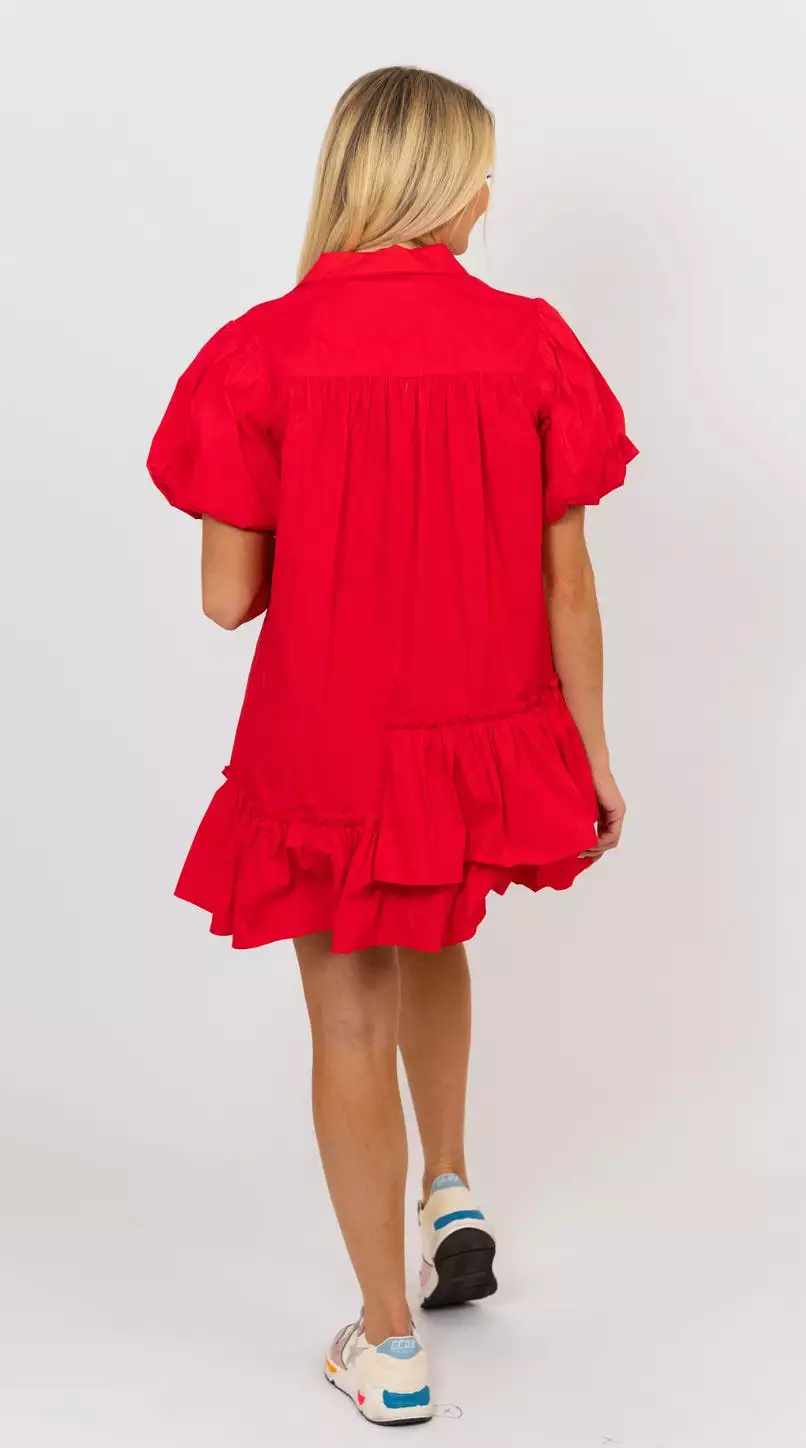 Scarlet Poplin Shirt Dress