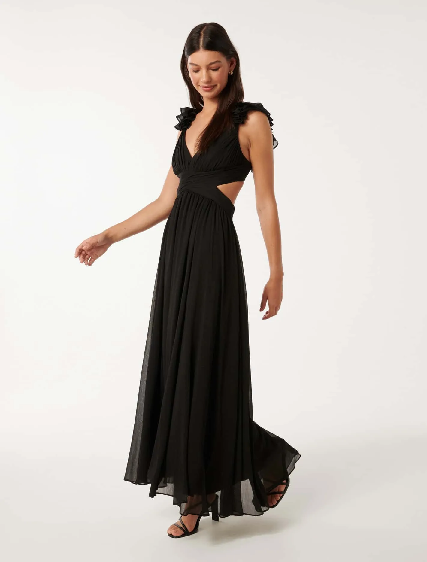 Selena Ruffle Shoulder Maxi Dress