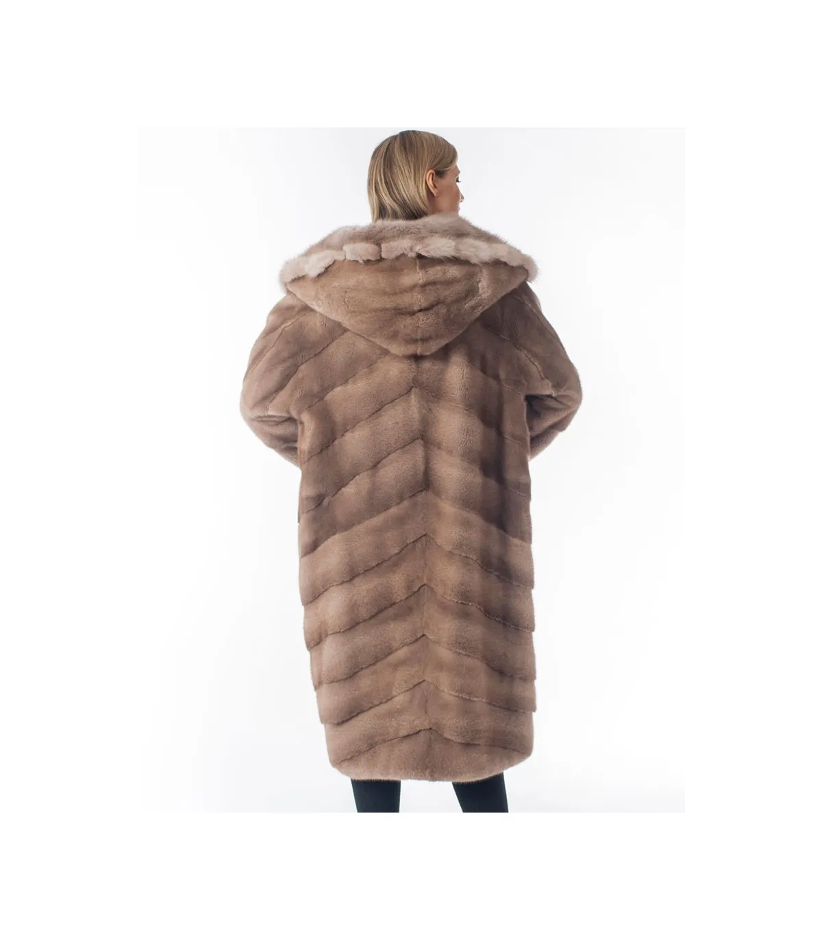 Serena Pastel Mink Fur Coat with Marten Trim: FurHatWorld