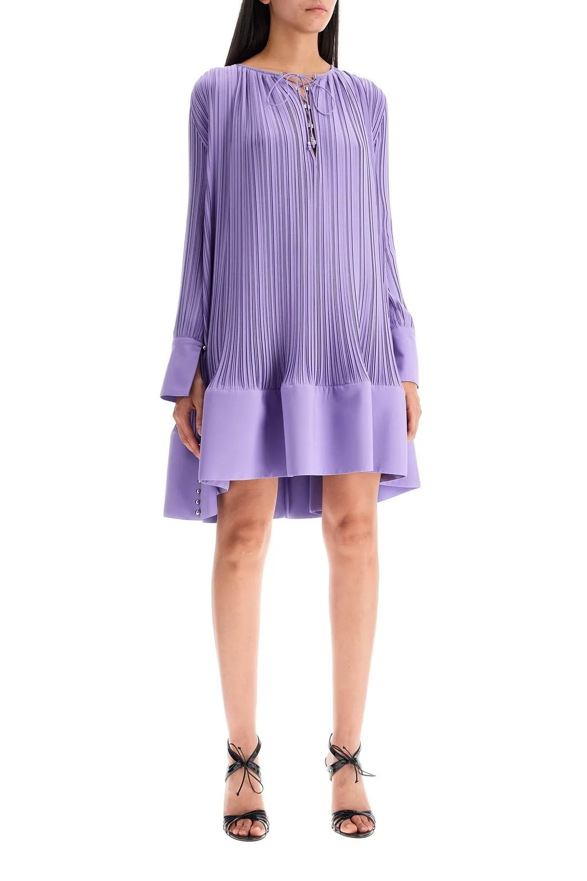 SHORT PLEATED DRESS WITH RUFFLES