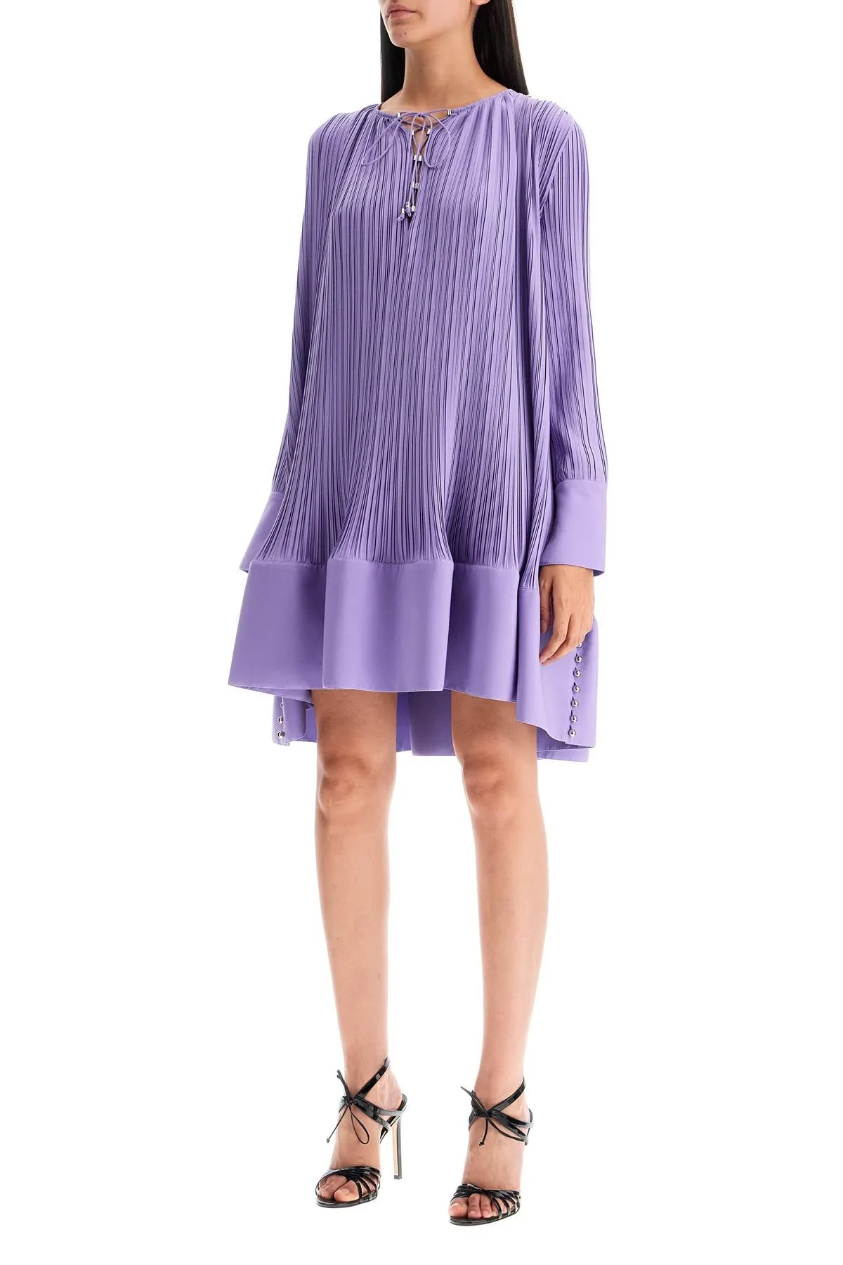 SHORT PLEATED DRESS WITH RUFFLES