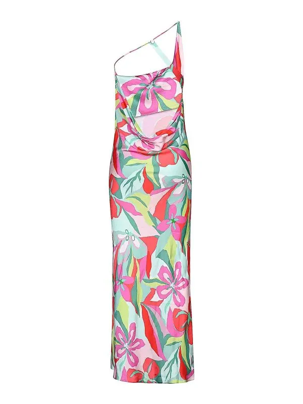 Sisters Floral print one shoulder dress