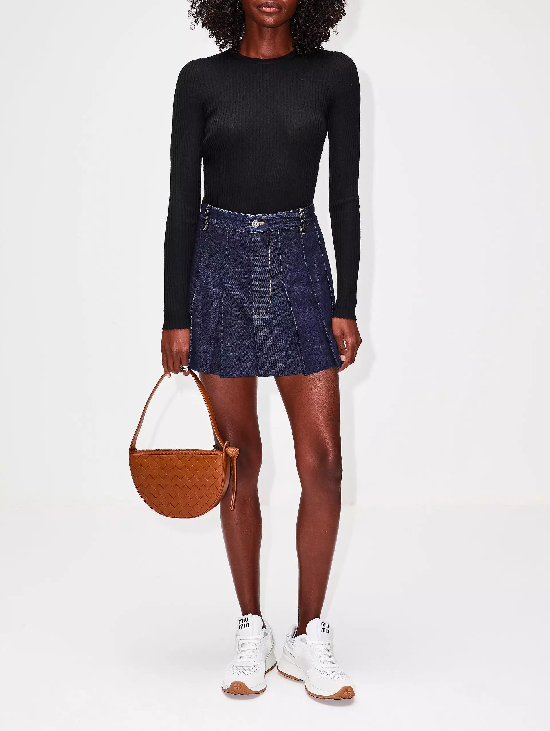 Soft Denim Pleated Skirt