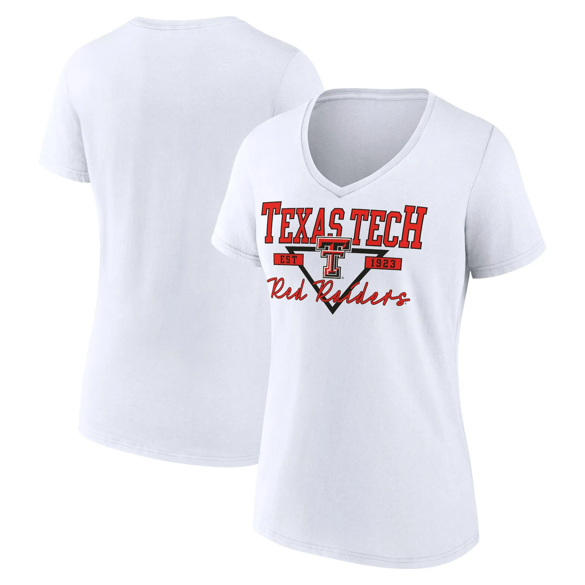 Texas Tech Red Raiders Women's White Triangle Origin V-Neck T-Shirt