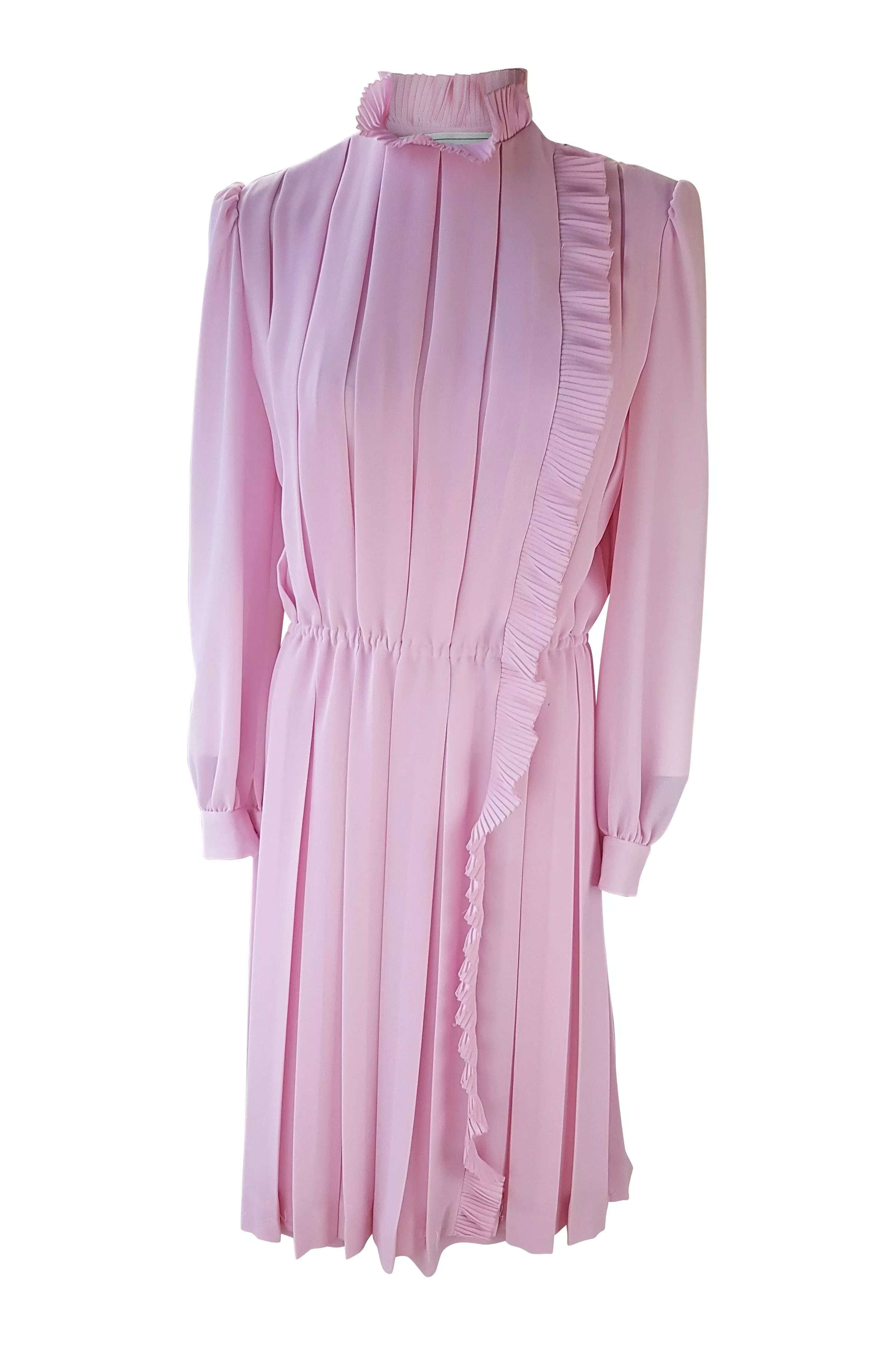 THE WHITE HOUSE Vintage Pink Pleated Long Sleeve Dress (44)