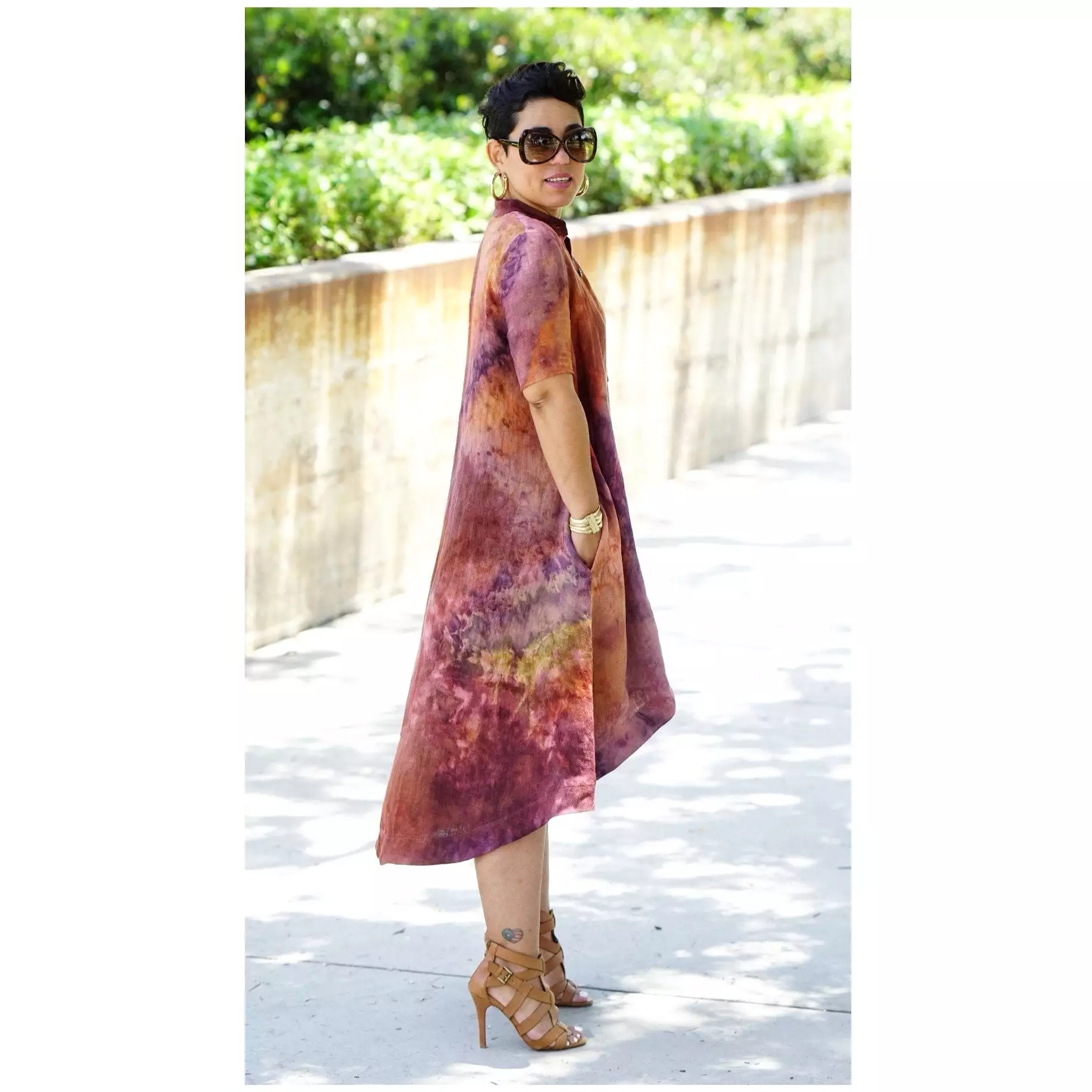 Tie Dye High-Low Shirt Dress