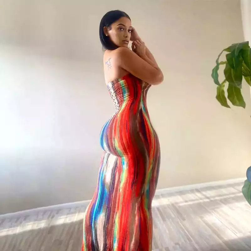 Tie Dye Print Strapless Boob Tube Dress