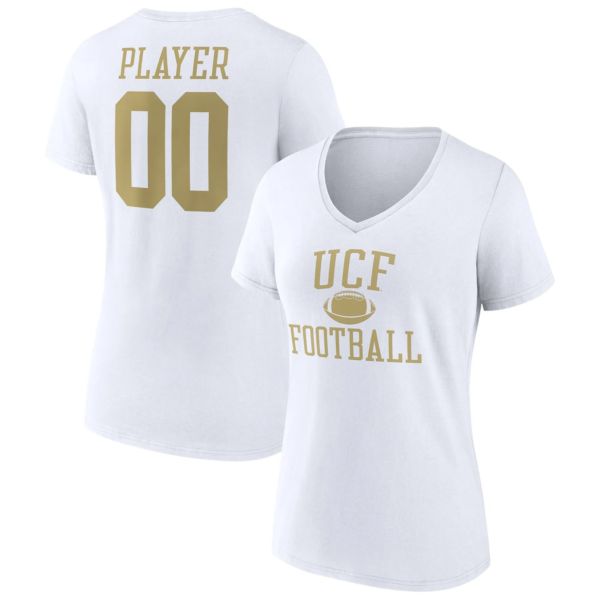 UCF Knights Women's White Football Pick-A-Player NIL Gameday Tradition V-Neck T-Shirt