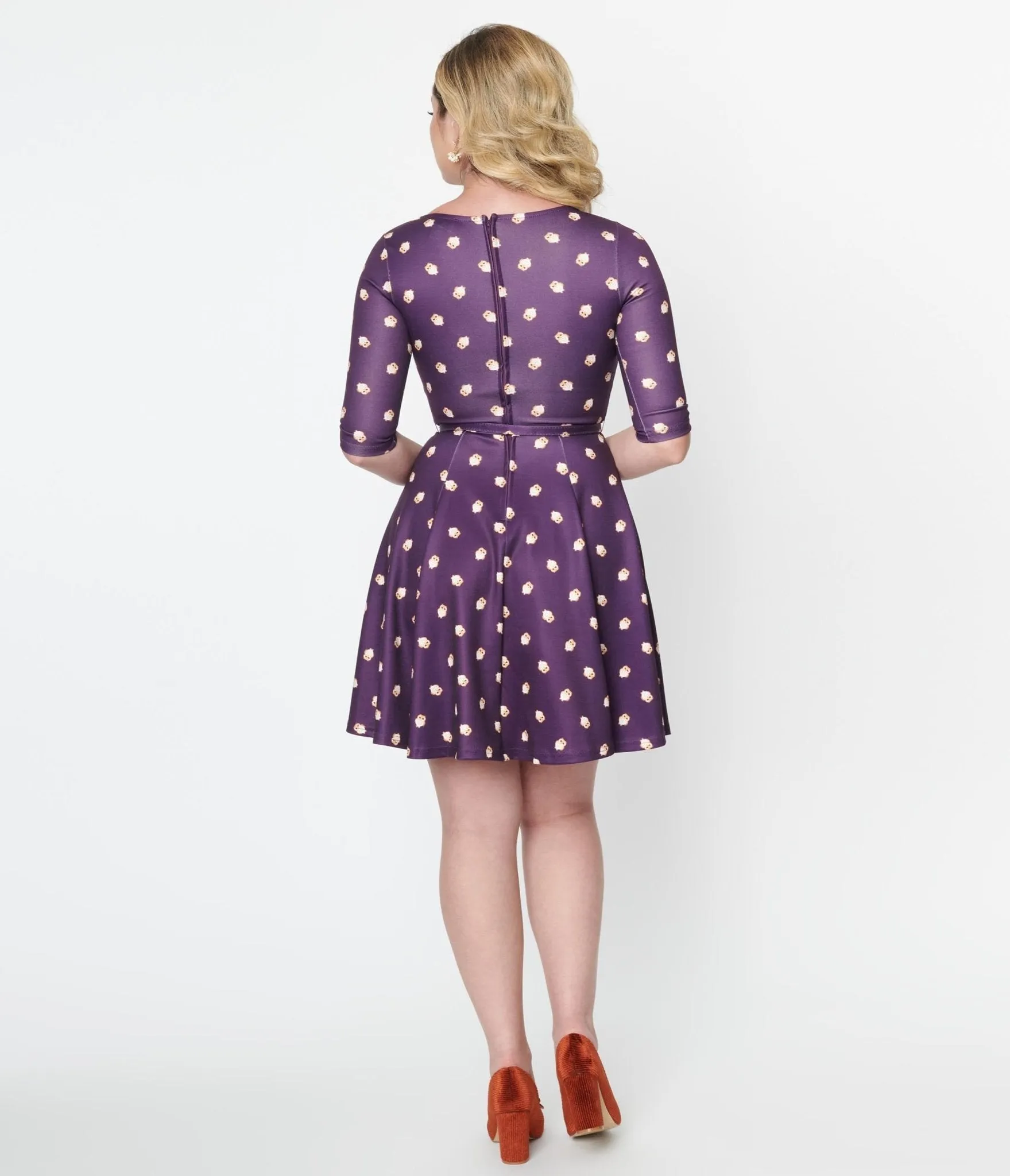 Unique Vintage Purple Owls Fit & Flare Dress