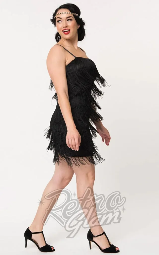 Unique Vintage Speakeasy Flapper Dress in Black