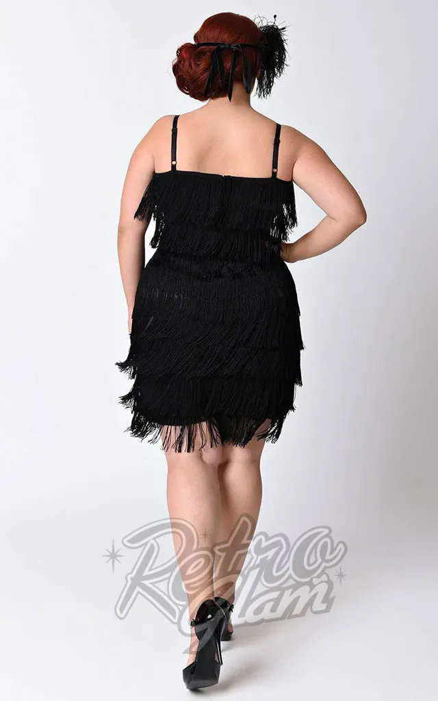 Unique Vintage Speakeasy Flapper Dress in Black