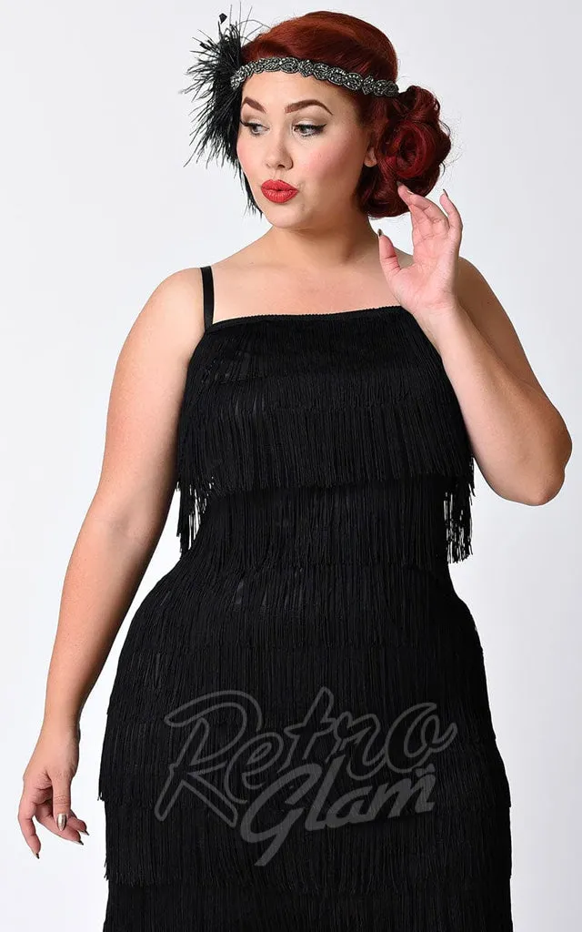 Unique Vintage Speakeasy Flapper Dress in Black