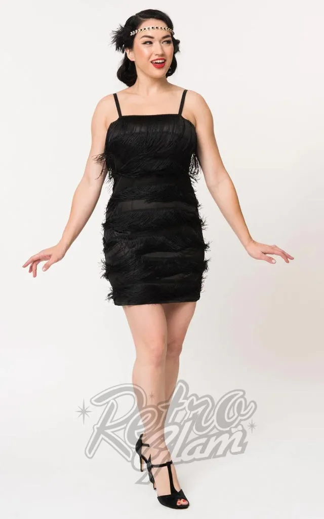 Unique Vintage Speakeasy Flapper Dress in Black