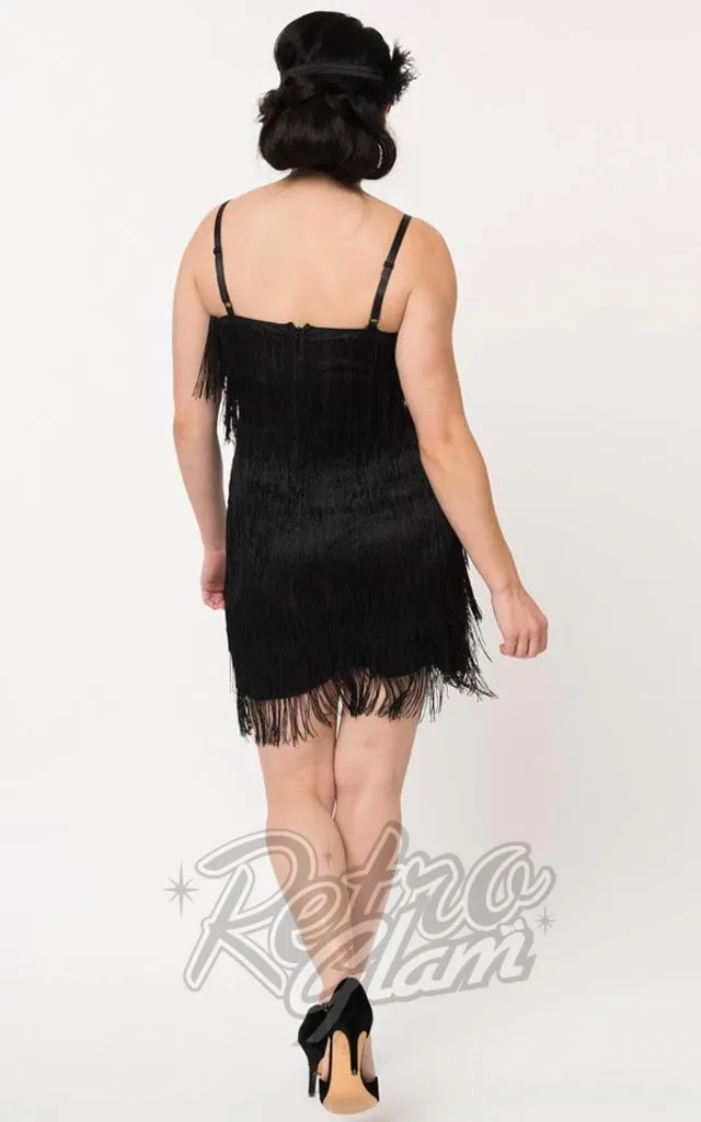 Unique Vintage Speakeasy Flapper Dress in Black