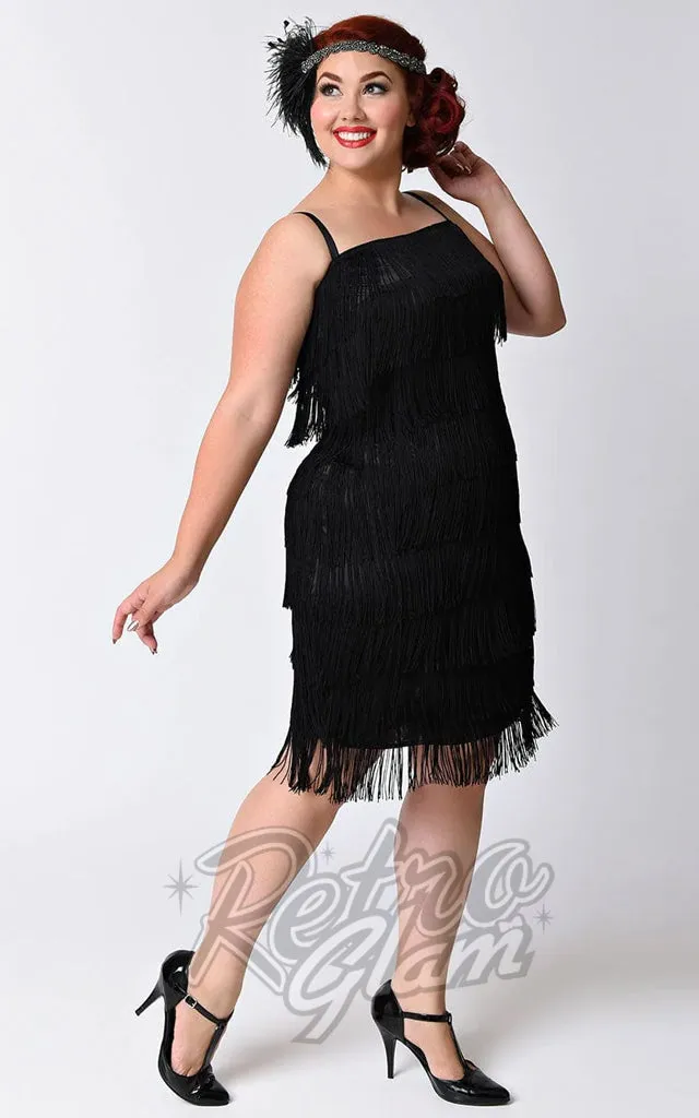 Unique Vintage Speakeasy Flapper Dress in Black