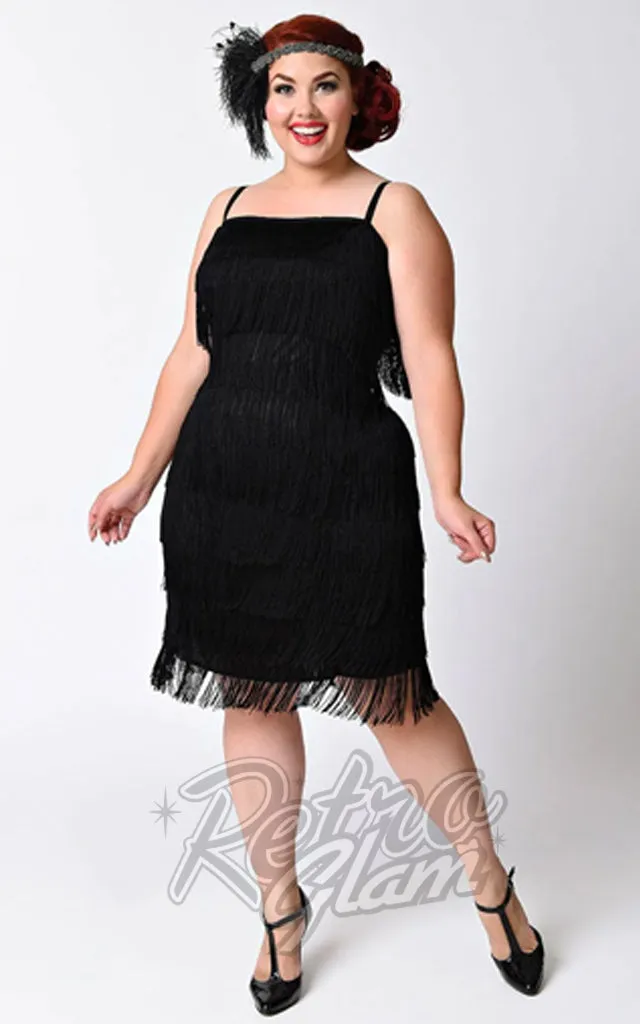 Unique Vintage Speakeasy Flapper Dress in Black