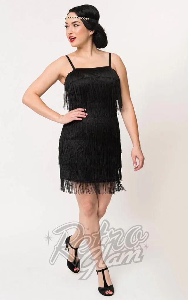 Unique Vintage Speakeasy Flapper Dress in Black